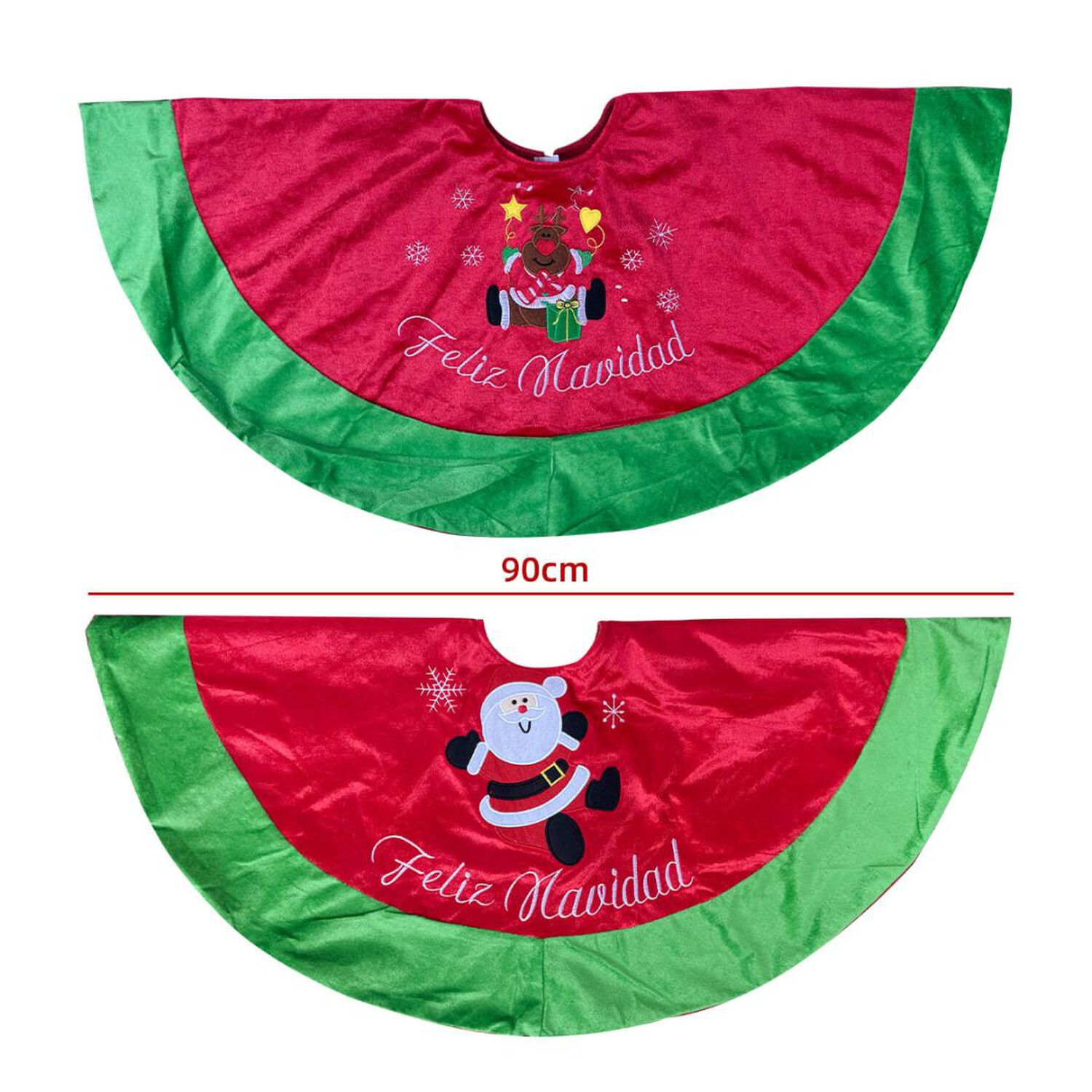 Fald&oacute;n Pie De &Aacute;rbol Navidad 90 Cm Di&aacute;metro Estampado Rojo Y Verde image number 5.0
