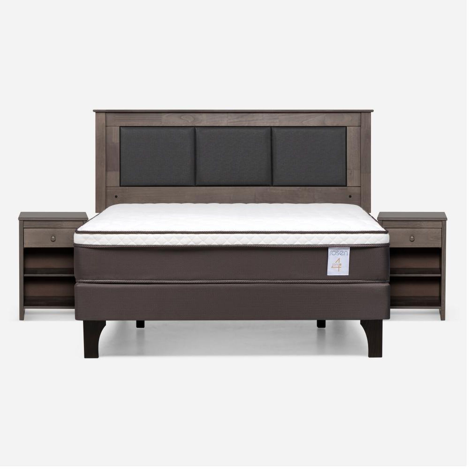 Cama Europea Rosen New Style 4 Plus / 2 Plazas / Base Normal  + Set Maderas Rachel Gris image number 0.0