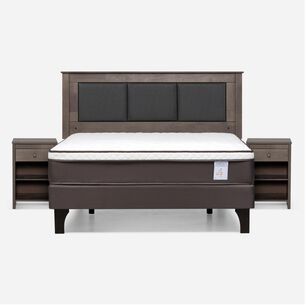 Cama Europea Rosen New Style 4 Plus / 2 Plazas / Base Normal  + Set Maderas Rachel Gris