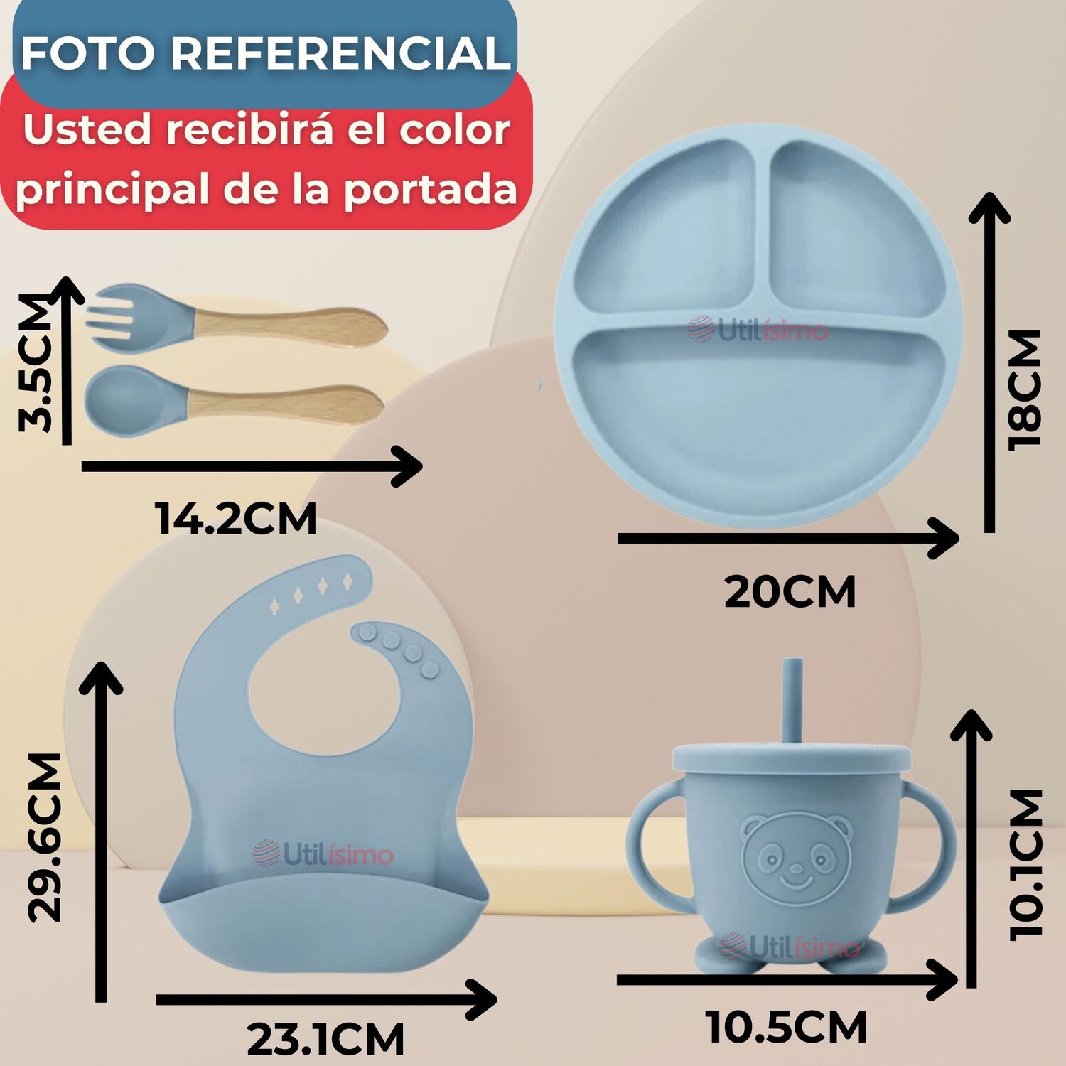 Set De Alimentaci&oacute;n Beb&eacute; Silicona Con Vaso 5 Piezas Libre Bpa Color Rosa Oscuro image number 1.0