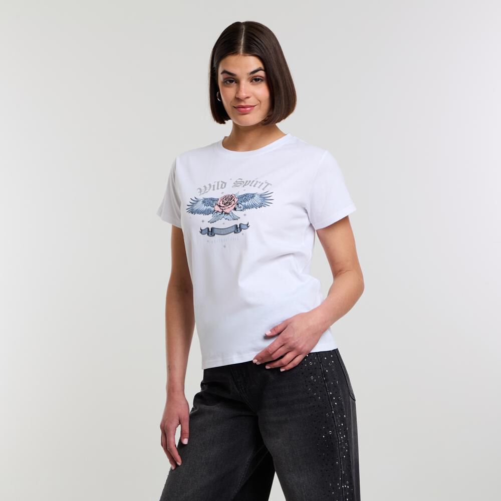 Polera Print Rosas Manga Corta Cuello Redondo Mujer Rolly Go image number 2.0