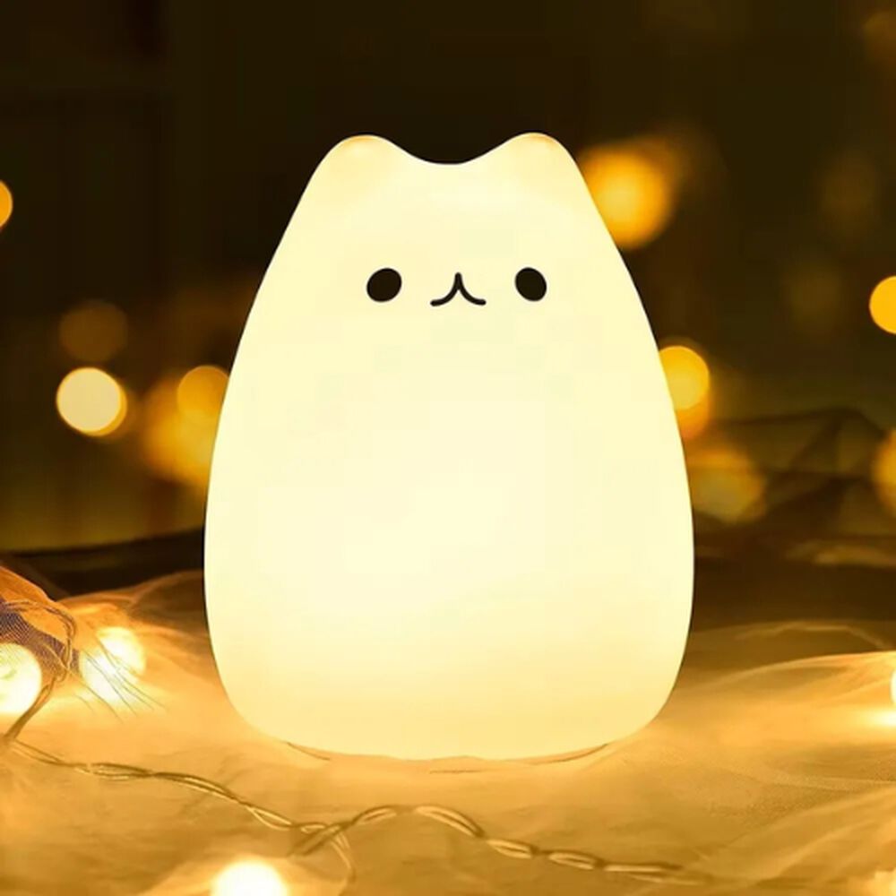 Lampara Led Silicona Gato Kawaii Luz Nocturna Espanta Cuco image number 4.0