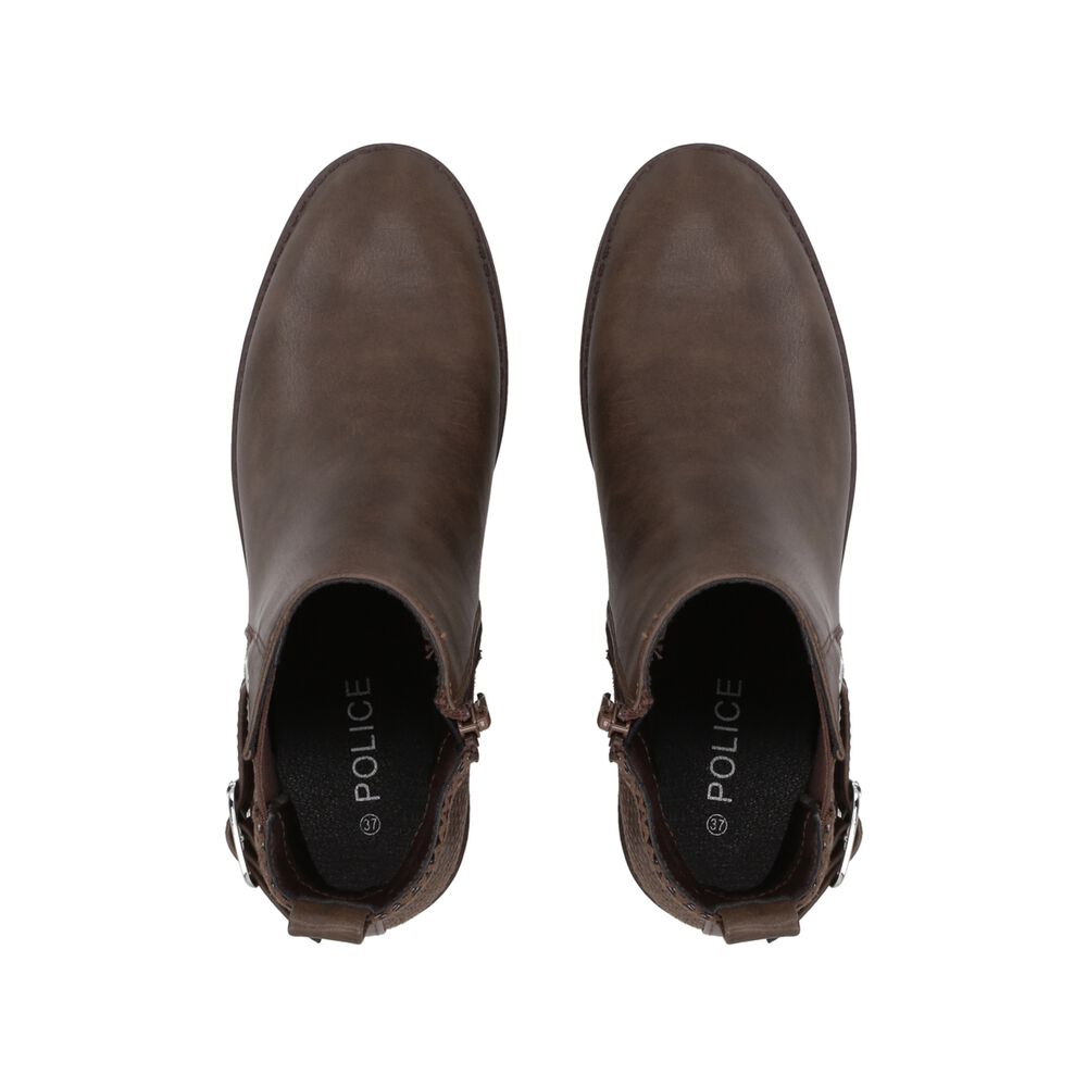 Botin Casual Mujer Caf&eacute; Taco Medio Harper Police image number 1.0