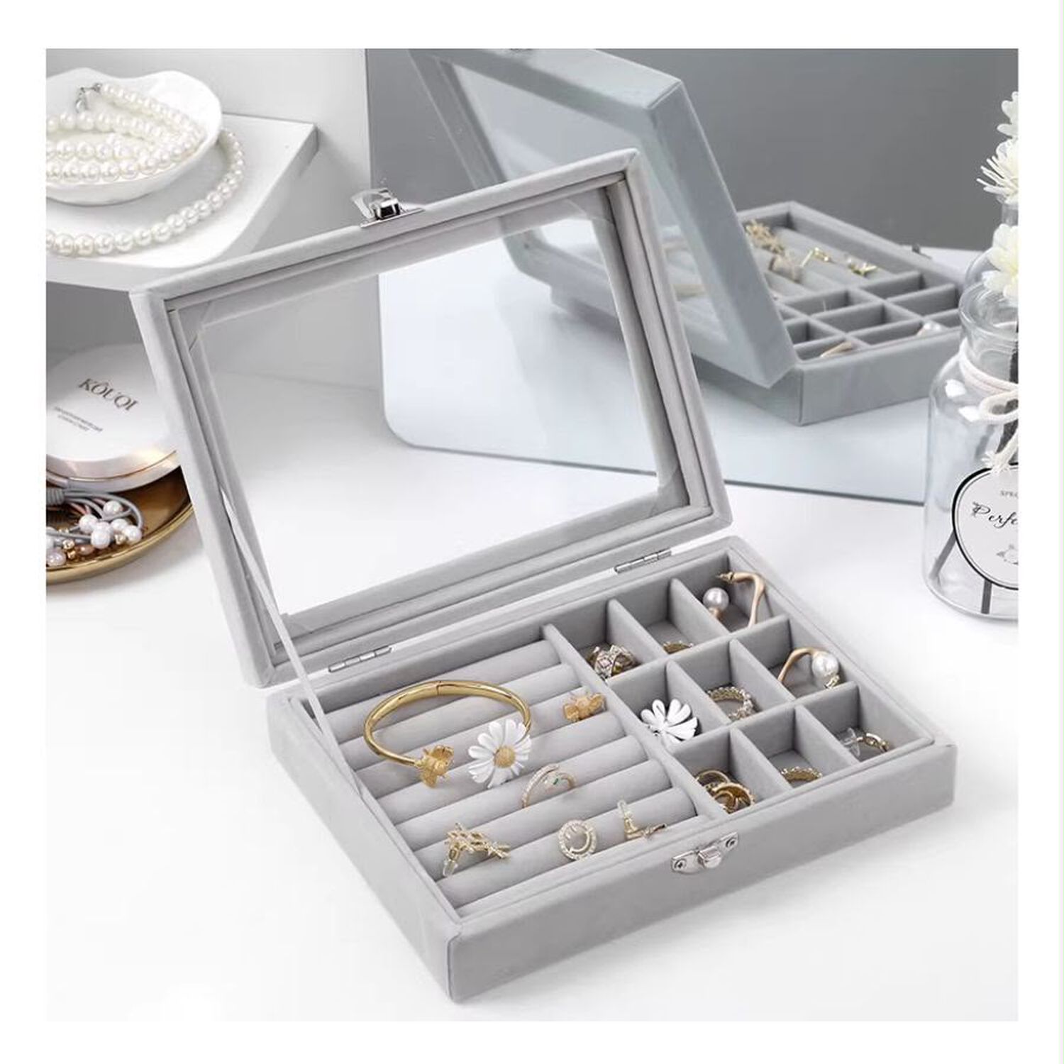Alhajero Caja Organizadora De Joyas Portatil Gris image number 3.0