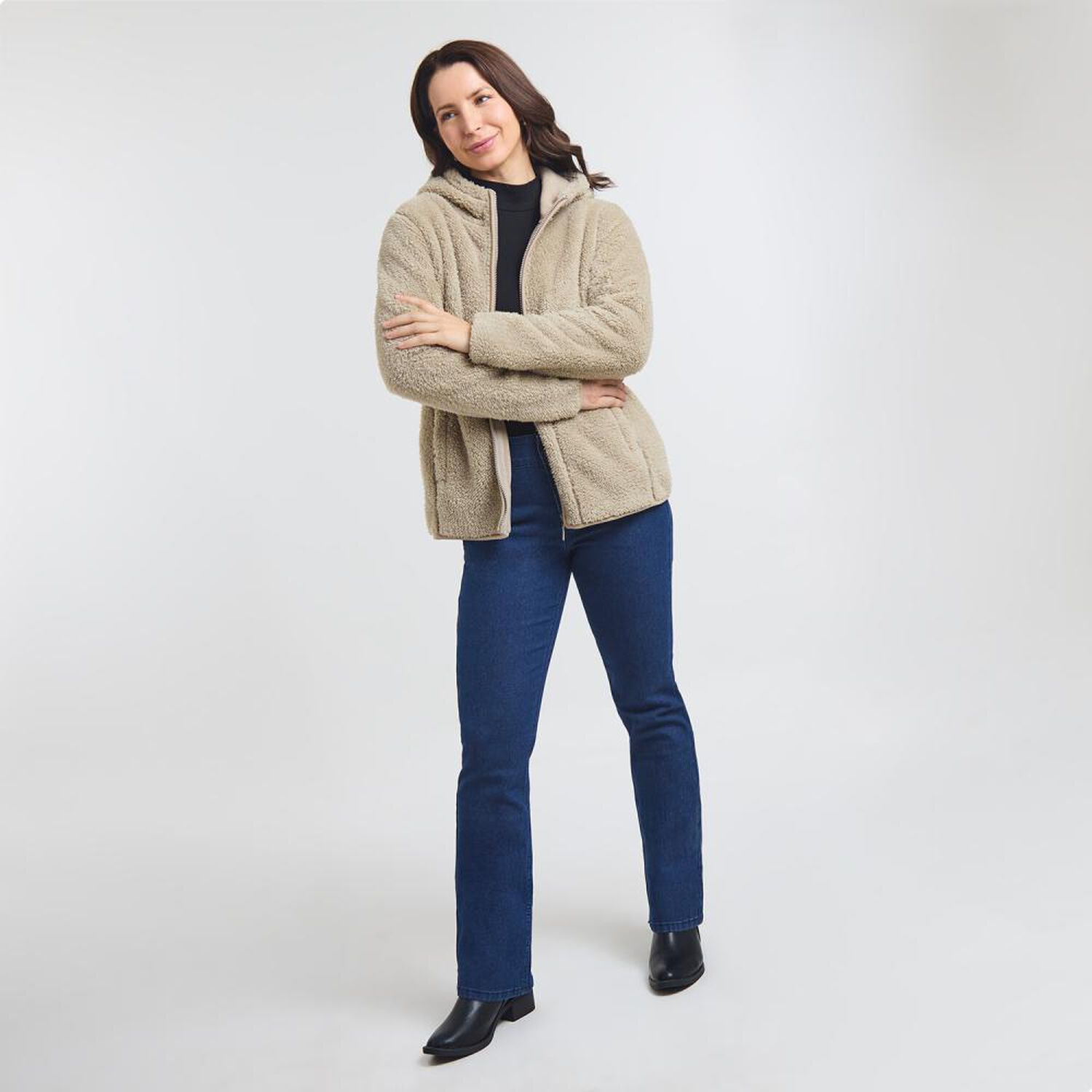 Chaqueta Reversible Regular Cuello Alto Con Capucha Mujer Geeps image number 1.0