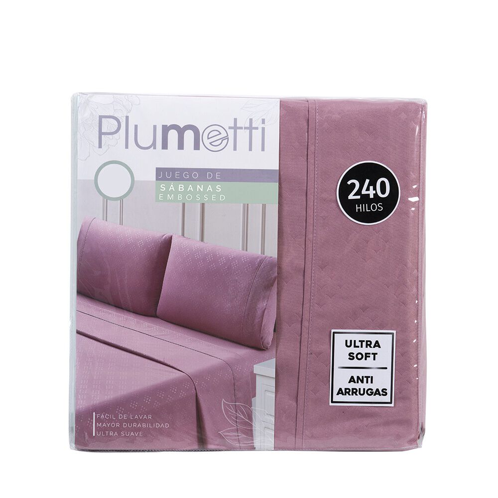 Sabana Estampada Plumetti Embossed 2 P Rosado image number 3.0