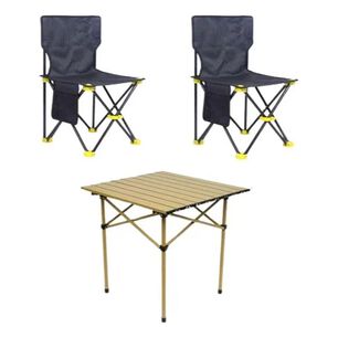 Pack Mesa Y 2 Sillas Plegables Exterior Camping Portatil
