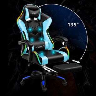 Silla Gamer Con Luz Rgb Reposapi&eacute;s Y Masajeador Reclinable