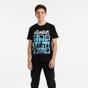 Polera Manga Corta Ni&ntilde;o Saja Boys Negro Kpop Demon Hunters