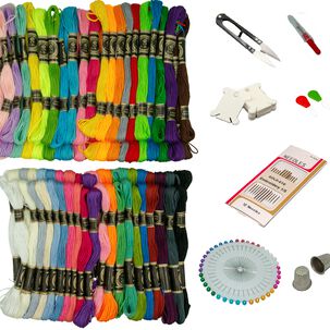 Kit De Bordado: 80 Madejas + 68 Accesorios Para Bordar