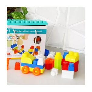 Bloques De Construcción Caja 80 Pcs Ladrillos Carro Arrastre