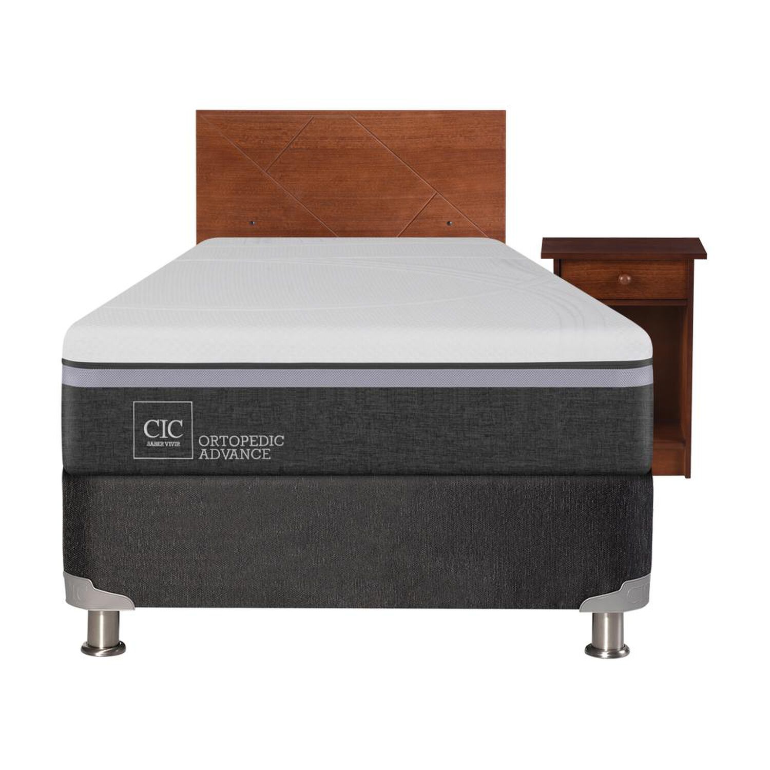 Box Spring Cic Ortopedic / 1.5 Plazas / Base Normal + Set De Maderas image number 0.0