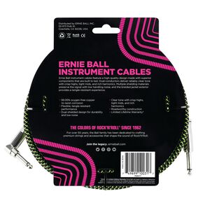 Cable De Instrumento Trenzado Verde/negro 3m Ernie Ball 6077