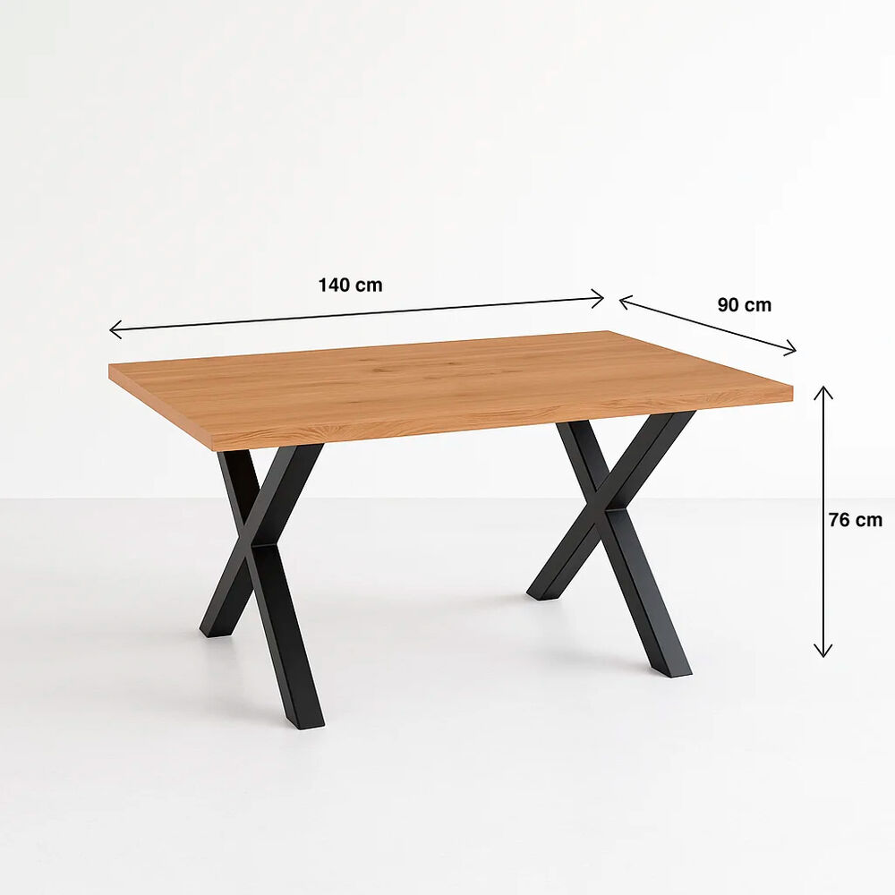 Mesa Industrial Color Madera Y Metal Cross 140x90 image number 3.0