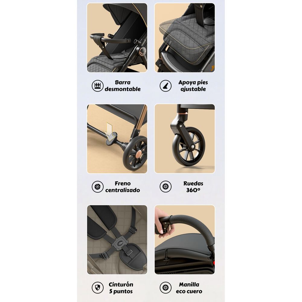 Coche De Paseo &Uacute;ltra Resistente 25kg Tek Negro Lubabycas image number 1.0