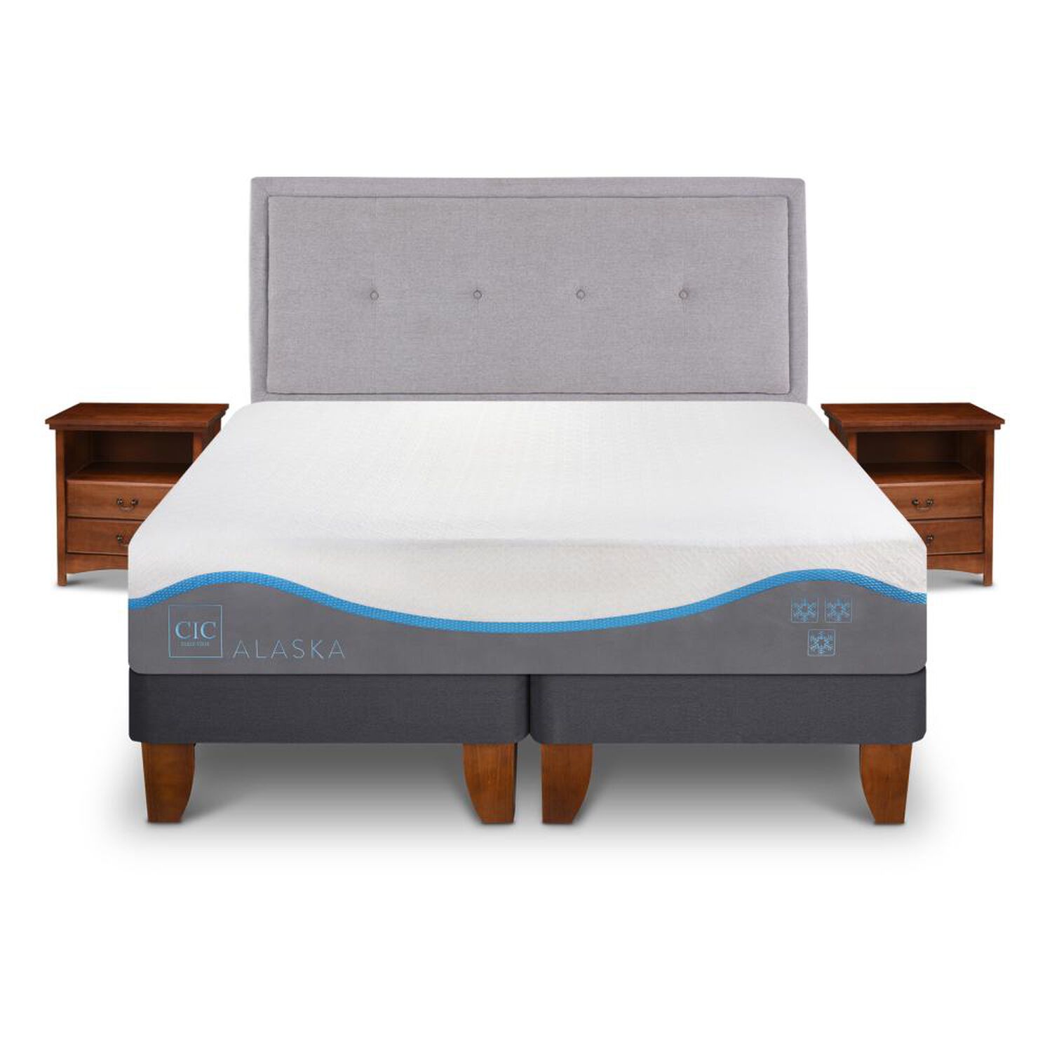 Cama Europea Cic Alaska / 2 Plazas / Base Dividida + Set De Maderas image number 0.0