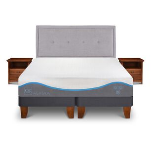 Cama Europea Cic Alaska / 2 Plazas / Base Dividida + Set De Maderas