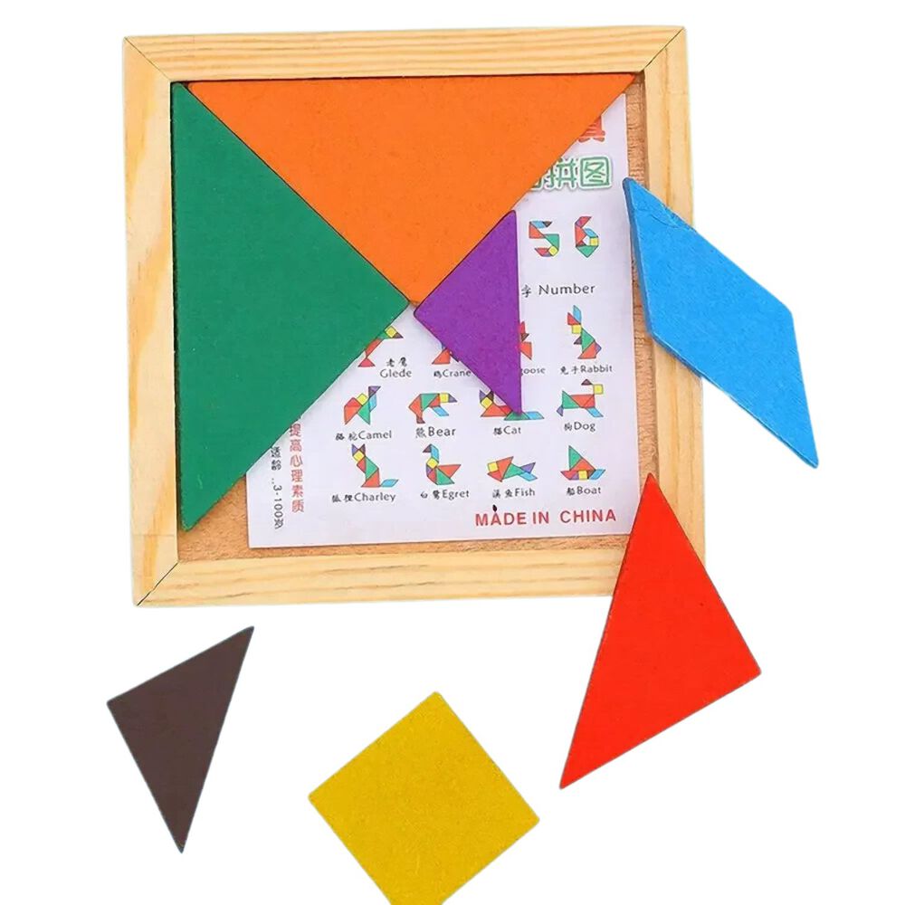 Tangrama Grande De Madera De Colores Para Niños De 20x20 Cm image number 1.0