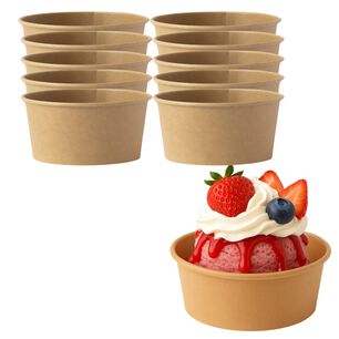 Set 100 Envases Sopa Doble Pared Kraft 177ml 6oz Desechable