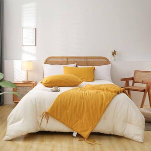 Set De Piecera De Lino Con 2 Fundas De Almohada