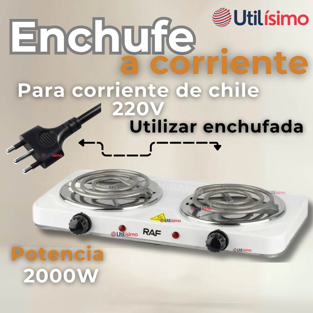 Cocina Eléctrica 2 Platos 2000w Cocinilla Portátil Blanco image number 7.0