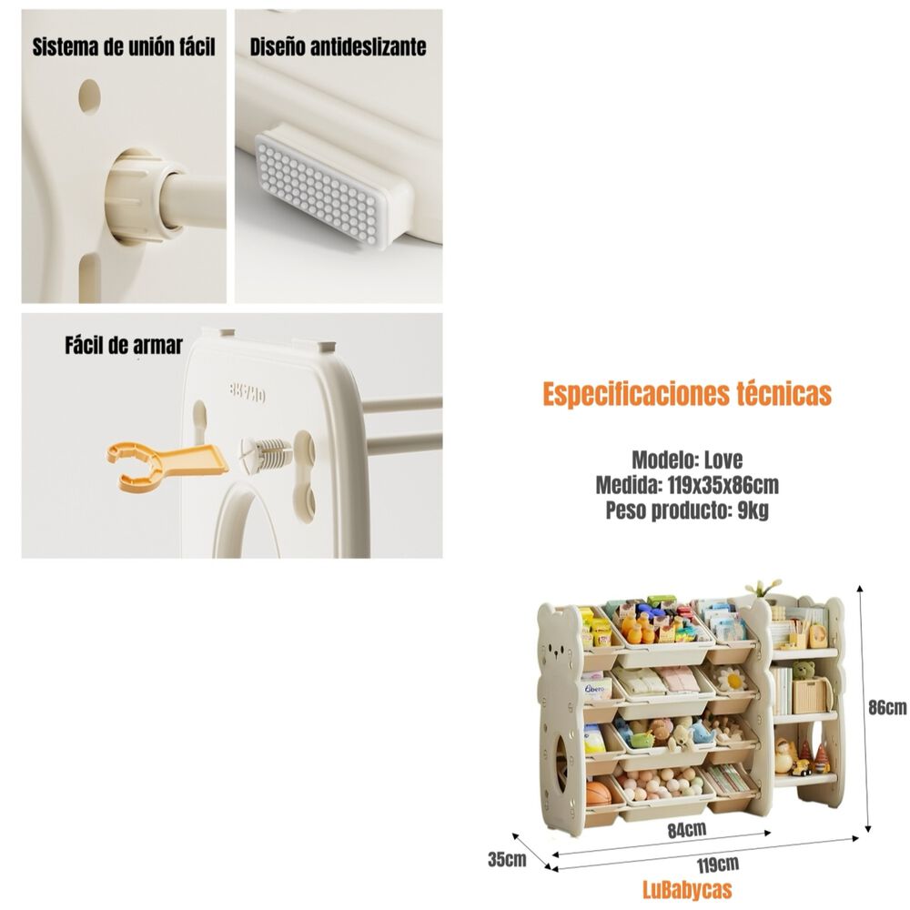 Estante Infantil Organizador De Juguetes Love Lubabycas image number 3.0