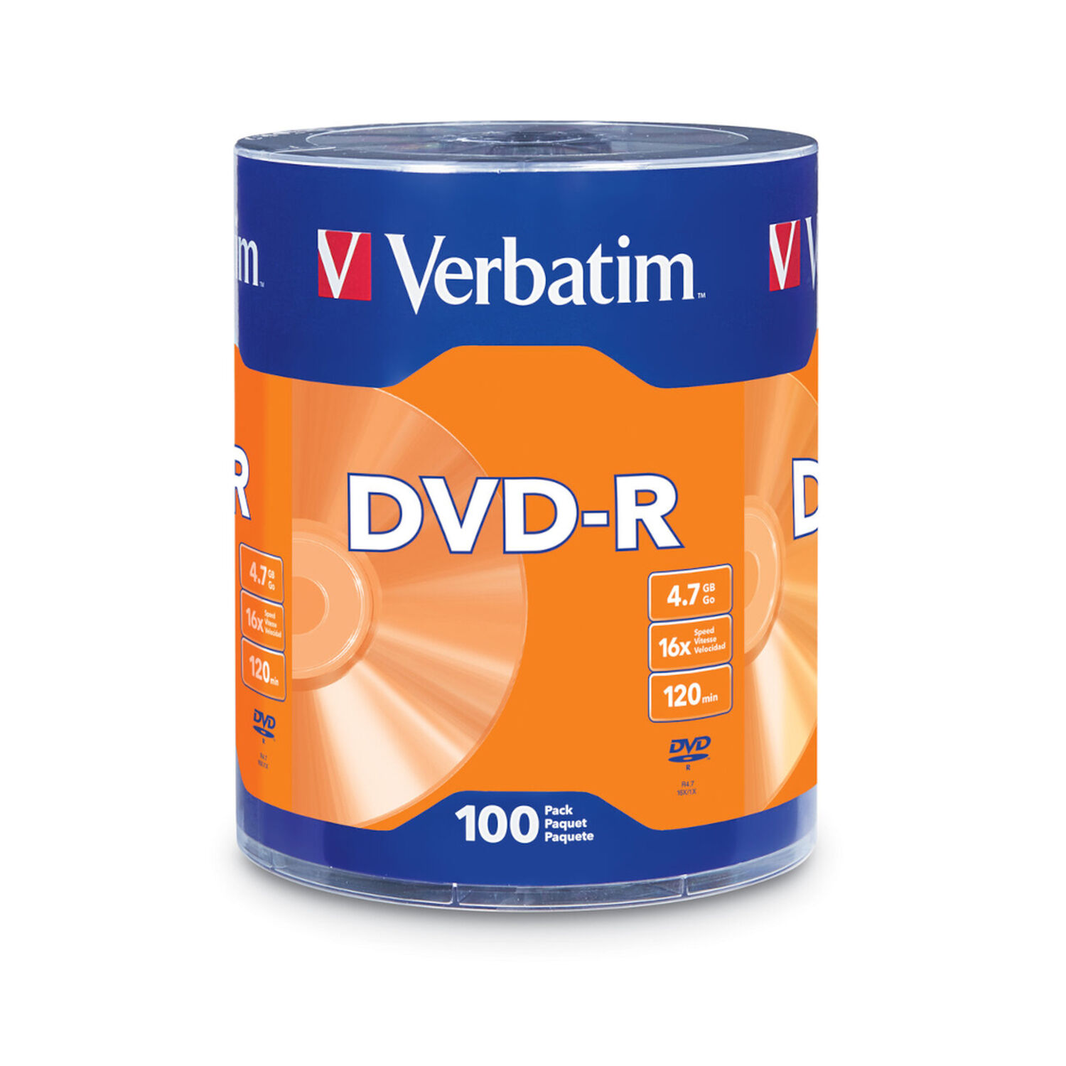 Dvd-r Verbatim Pack 100 Unidades 4.7gb Con Logotipo image number 0.0