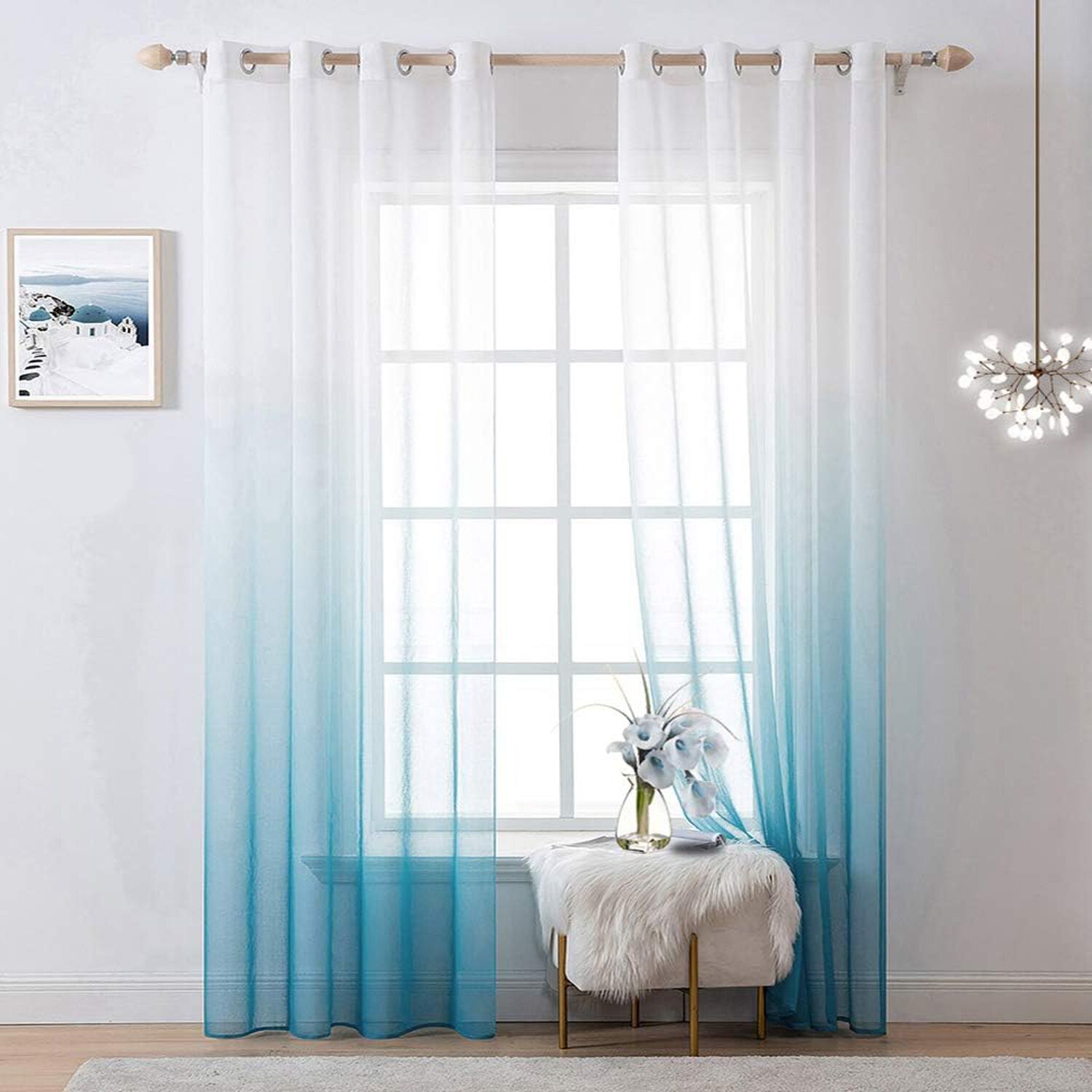 Pack De Visillo Degrade 140x220 Cm Celeste image number 0.0