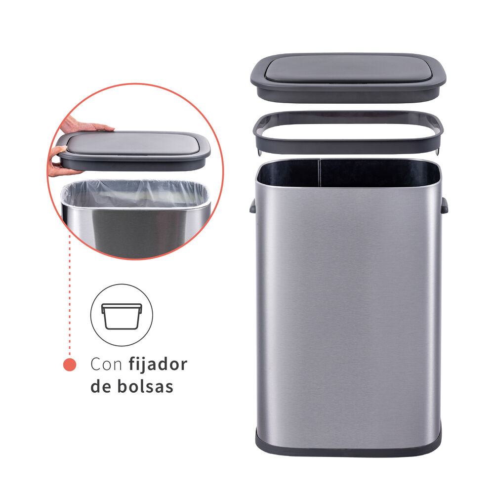 Basurero Cocina Handy 55lts Táctil Acero Inox Simplit image number 6.0