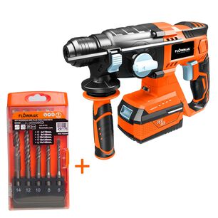 Kit Rotomartillo Inal&aacute;mbrico 18v + Set 5 Brocas Borcas Sds
