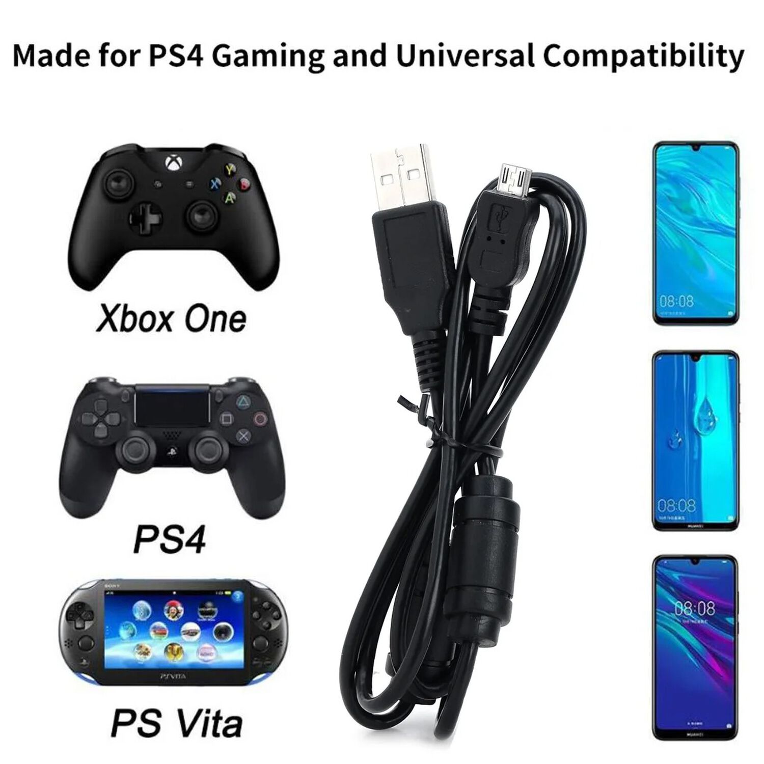 Cable Micro Usb V8 A Usb Normal Corto 30 Cm Para Carga Y Datos image number 4.0