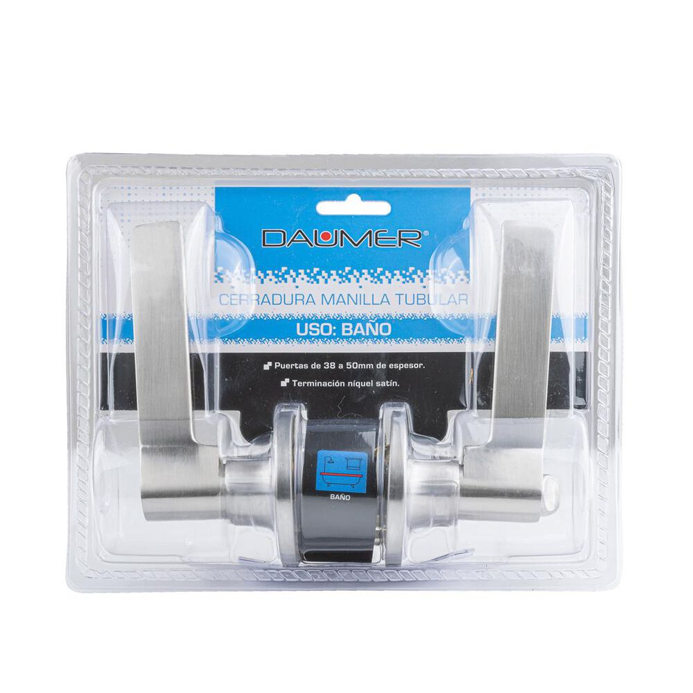 Cerradura Manilla Tubular Baño B900 Níquel Satinado - Daumer image number 0.0
