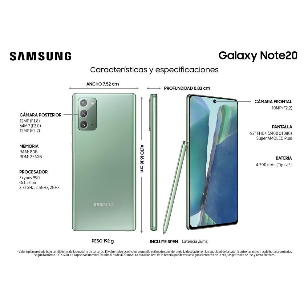 Smartphone Samsung Galaxy Note 20 Mystic Green / 256 Gb / Liberado image number 7.0