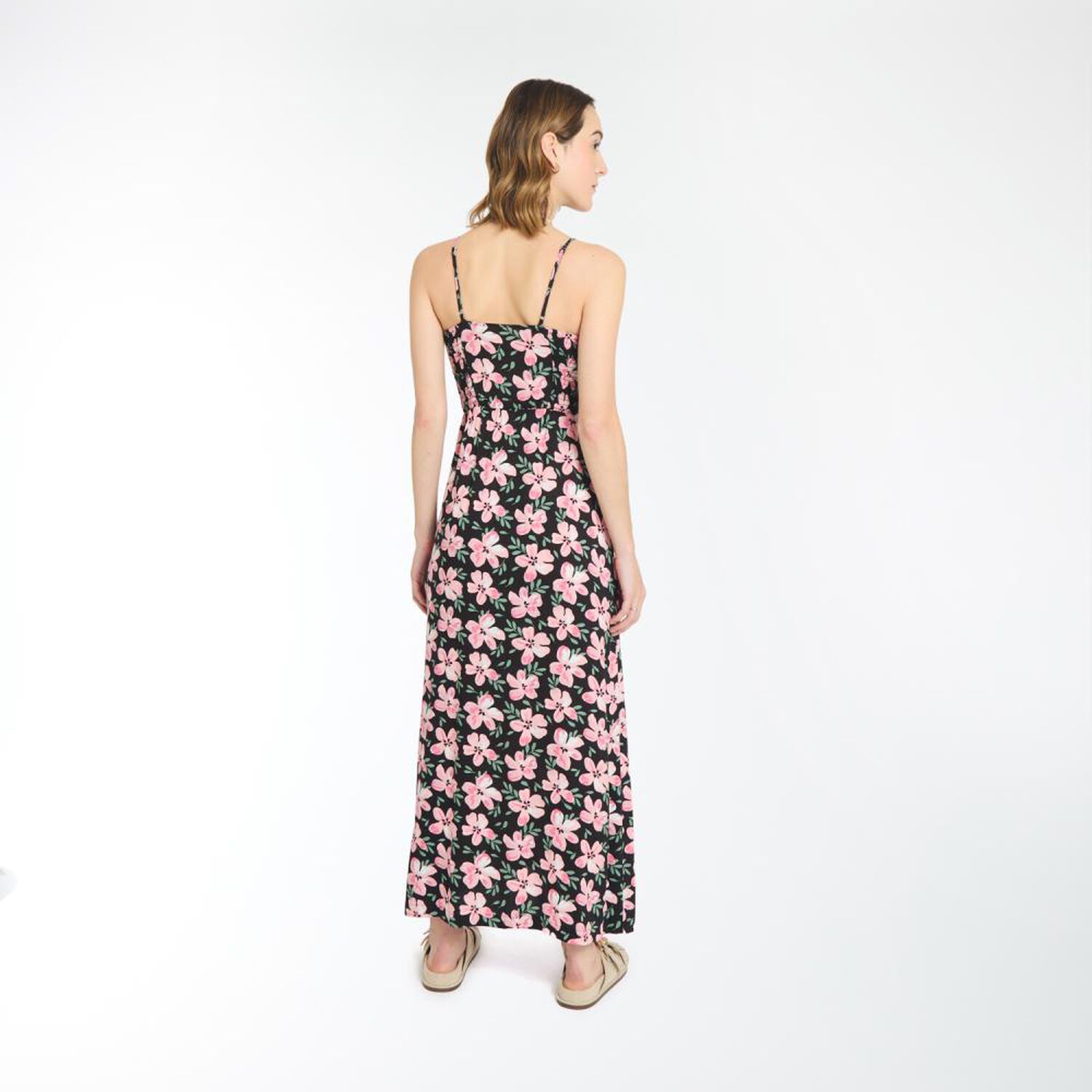 Vestido Largo Estampado Sin Mangas Cuello V Mujer Freedom image number 3.0