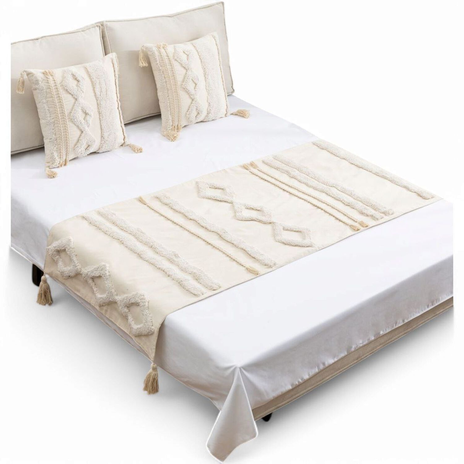 Piecera Boho 2 Plazas O King Pie De Cama Medida 210cm X 70cm + 2 Fundas 45cm X 45cm - Pb2-7 image number 0.0