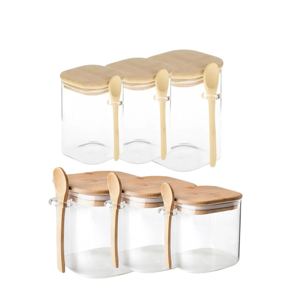 Set 6 Frascos Hermeticos Tarros Gourmet Con Tapa De Bambu image number 0.0