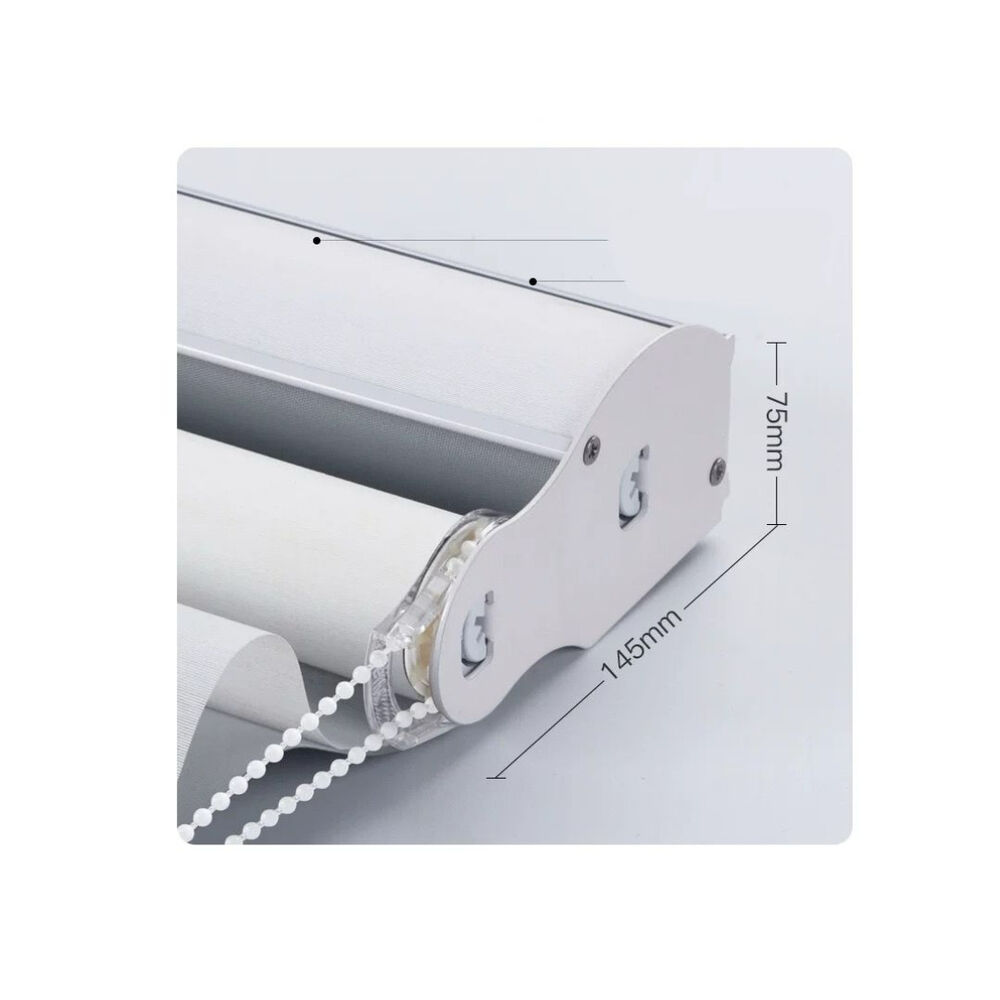 Cortina Roller Blackout Doble Tela 180x200 Con Cenefa Blanco Jaspeado image number 4.0