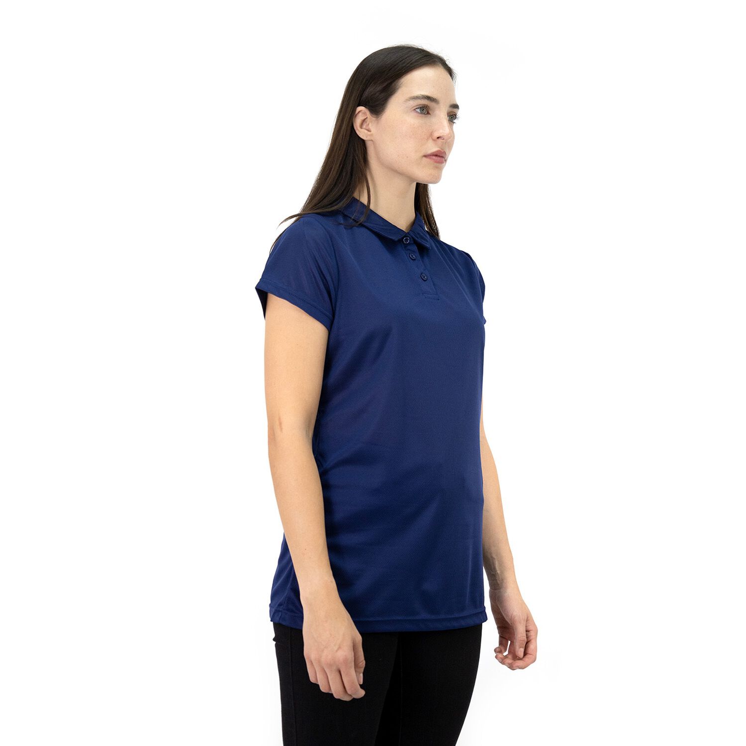 Polera Cooldry Quebec Manga Corta Azul Mujer image number 3.0