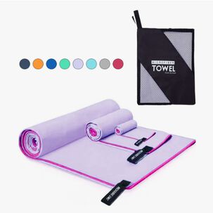 Toalla De Deporte Microfibra Set X3 Morada