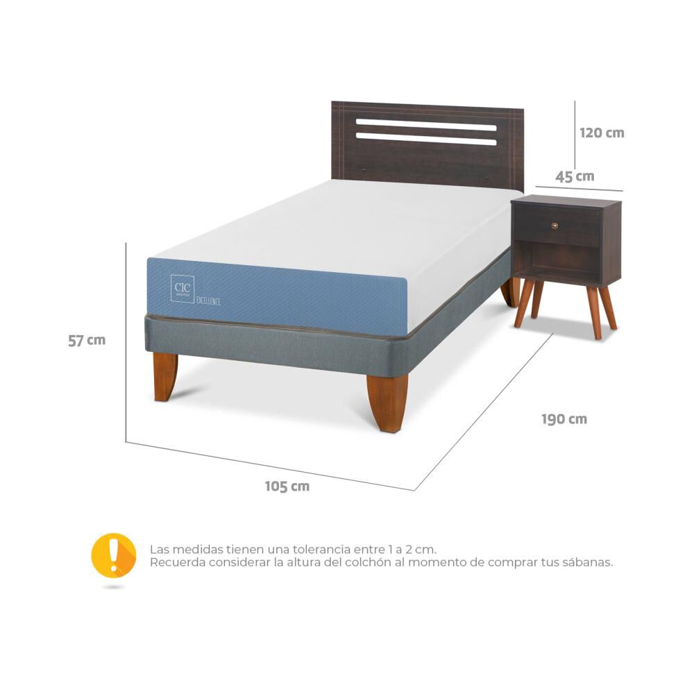 Cama Europea Cic Excellence / 1.5 Plazas / Base Normal + Set De Maderas image number 2.0