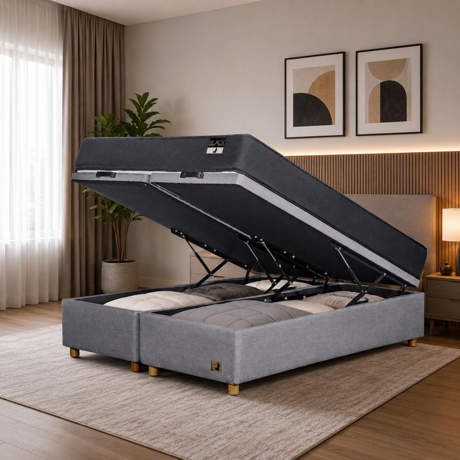 Cama Ba&uacute;l Mons Black / 2 Plazas / Base Dividida image number 0.0