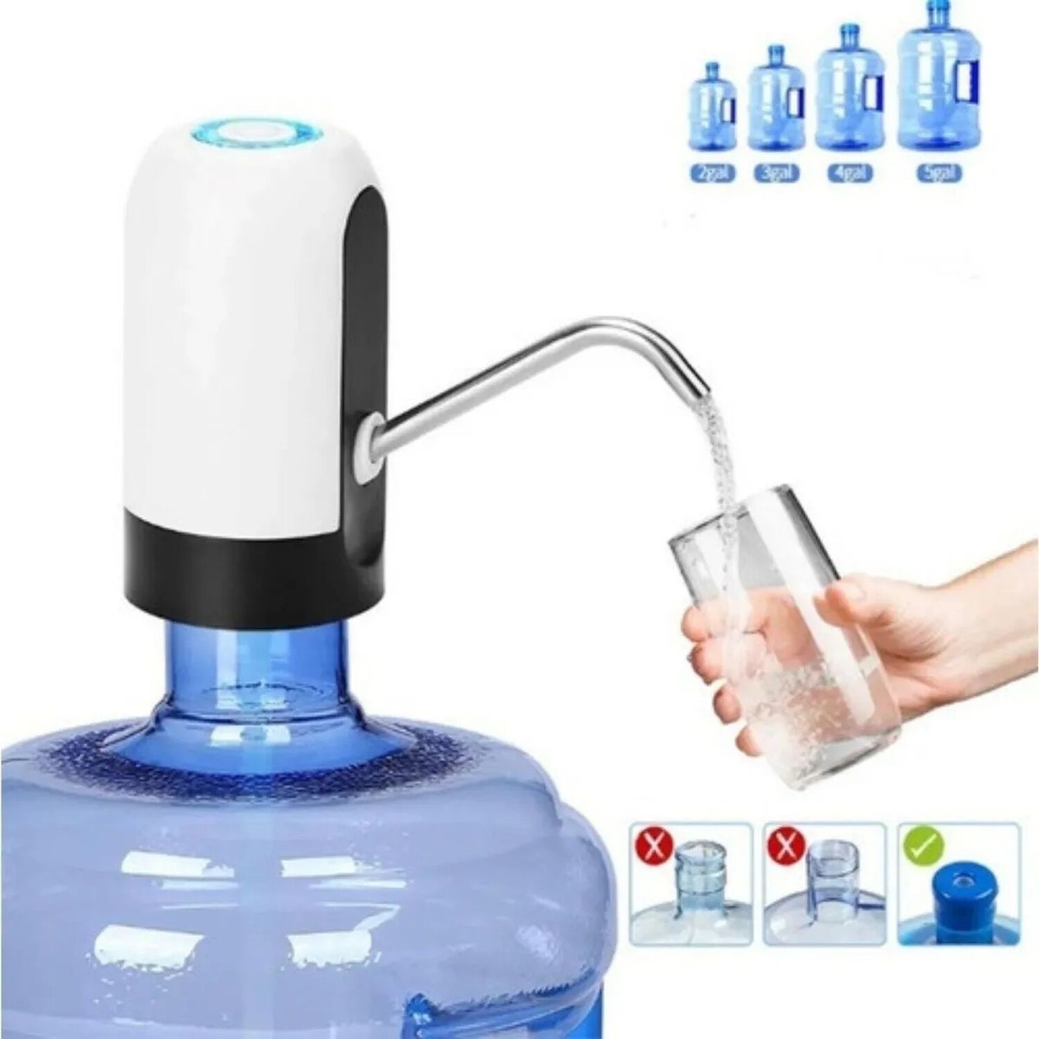 Dispensador Electrico De Agua Recargable Para Botellones Color Blanco image number 3.0