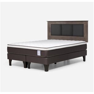 Cama Europea Rosen New Style 4 Plus / 2 Plazas / Base Dividida  + Respaldo Rachel Gris