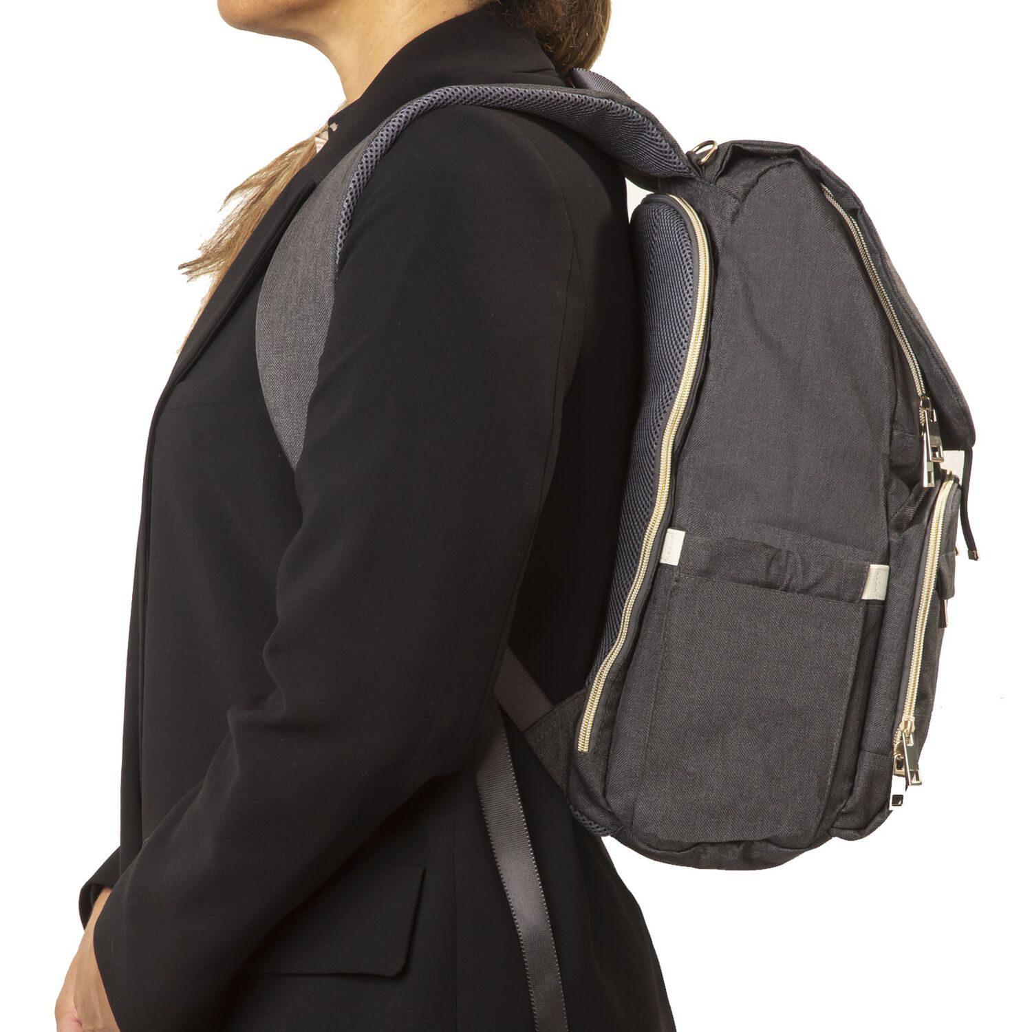 Mochila Maternal Mudador Bebesit Melange - Negro image number 5.0