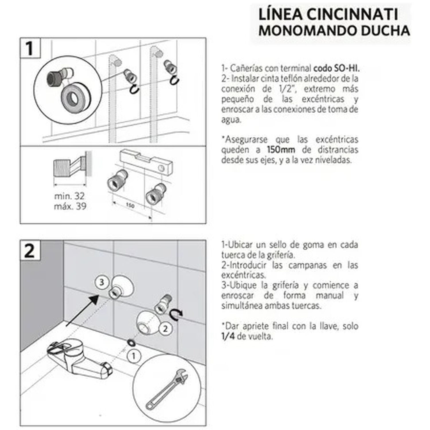 Monomando Llave Grifo Para Ducha Modelo Cincinnati Pmb Color Cromo image number 6.0