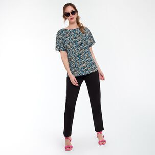 Polera Full Print Manga Corta Cuello Redondo Mujer Lesage