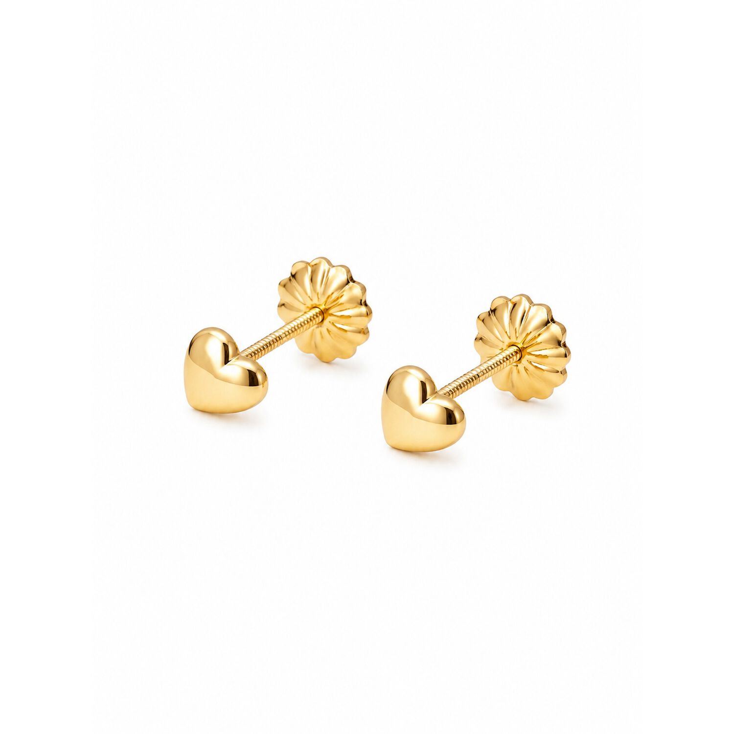 Aros Coraz&oacute;n Oro 18k 4 Mm N1 Atornillados 0.50gr Ni&ntilde;a Dorado image number 2.0