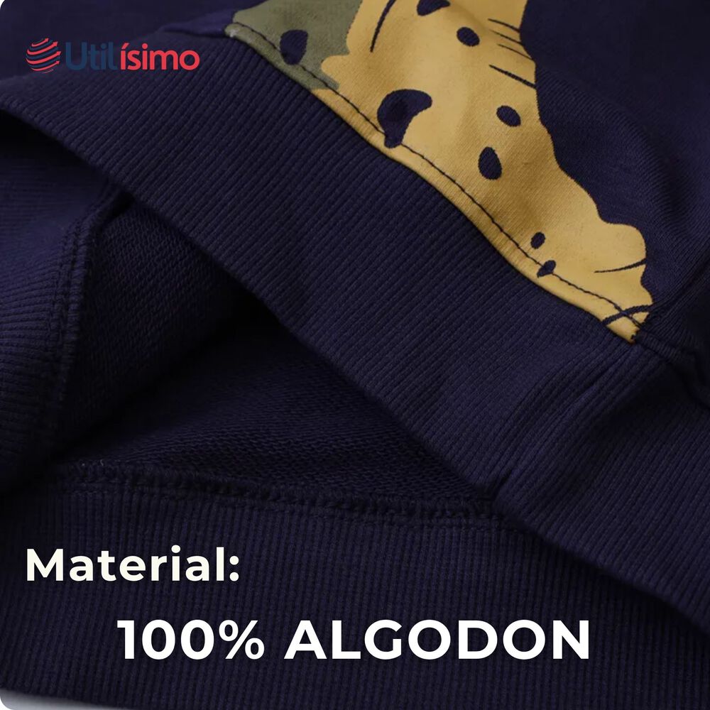 Poler&oacute;n Ni&ntilde;o Manga Larga 100% Algod&oacute;n Azul Dinosaurios image number 4.0