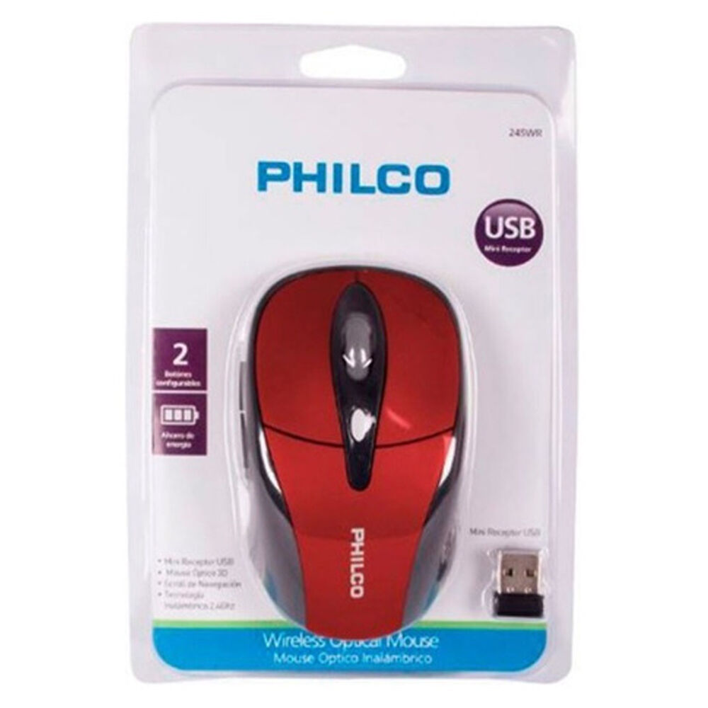 Mouse Optico 3d Inalambrico Philco Rojo 245wr - Crazygames image number 1.0