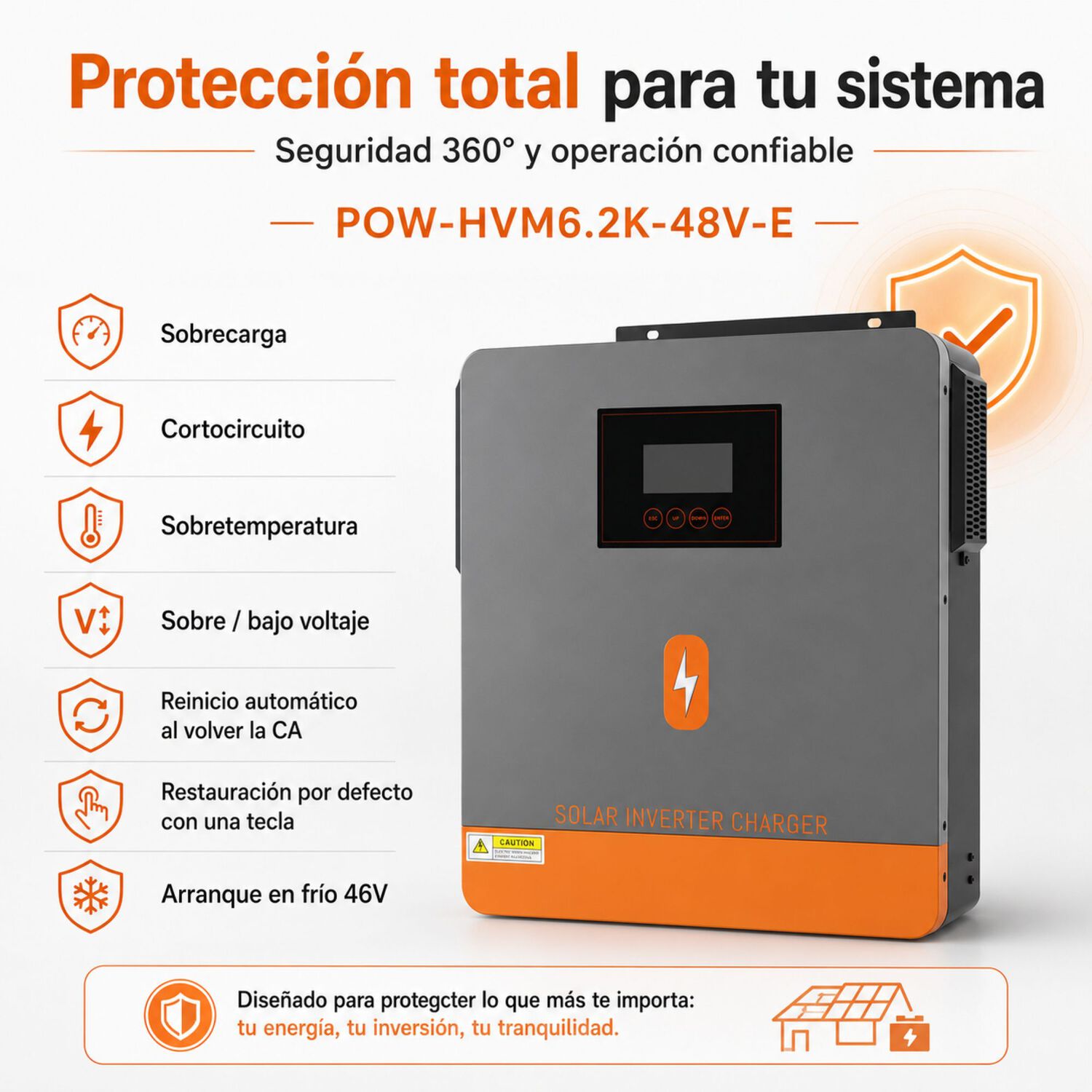 Inversor Solar H&iacute;brido Powmr 6200w 48v Funciona Sin Bater&iacute;as image number 6.0